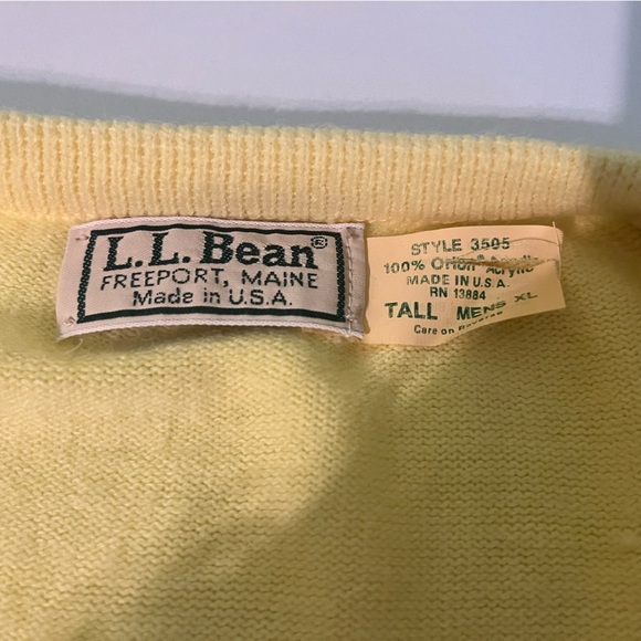 L.l. Bean vintage mens lemon yellow sweater - Picture 3 of 3